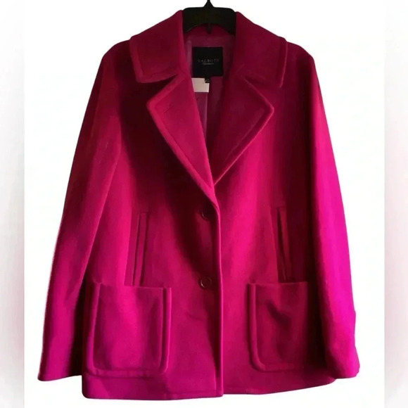 Talbots NWOT Fushia Pink Wool Blend Coat Mid Length Pockets Back Pleat Size 14 - Picture 13 of 14